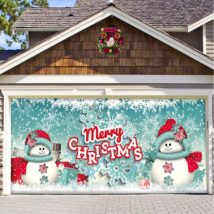 Christmas Garage Door Decor Banner - Festive Holiday Background