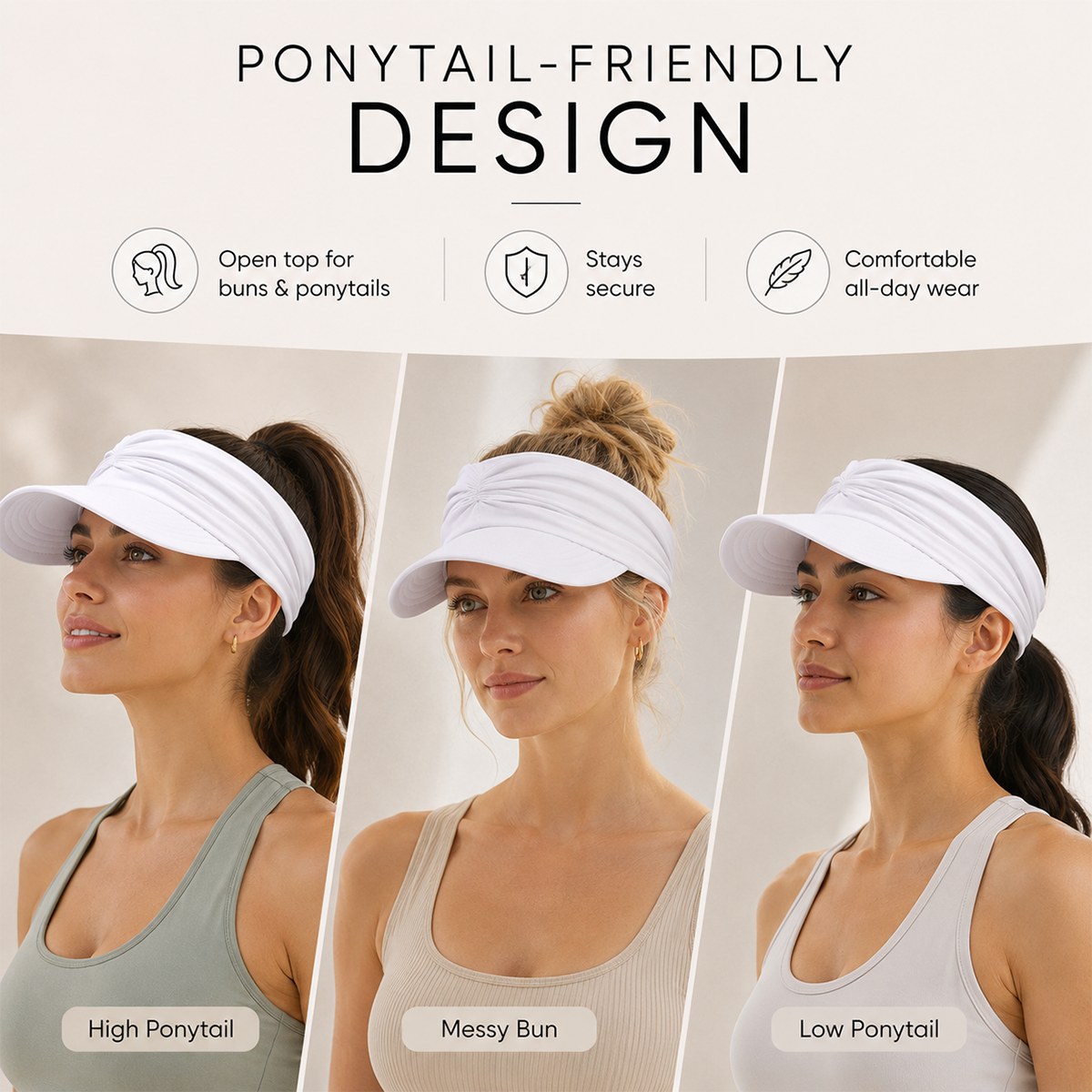 Women's UPF 50+ UV Protection Sun Visor Hat