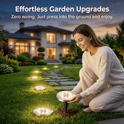 ☀️ Solar Powered 8-LED Ground Lights | Outdoor Pathway Lighting