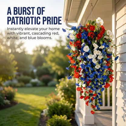 ✨✨🇺🇸 Celebrate the 250th anniversary of the United States with patriotic-style hanging bouquets