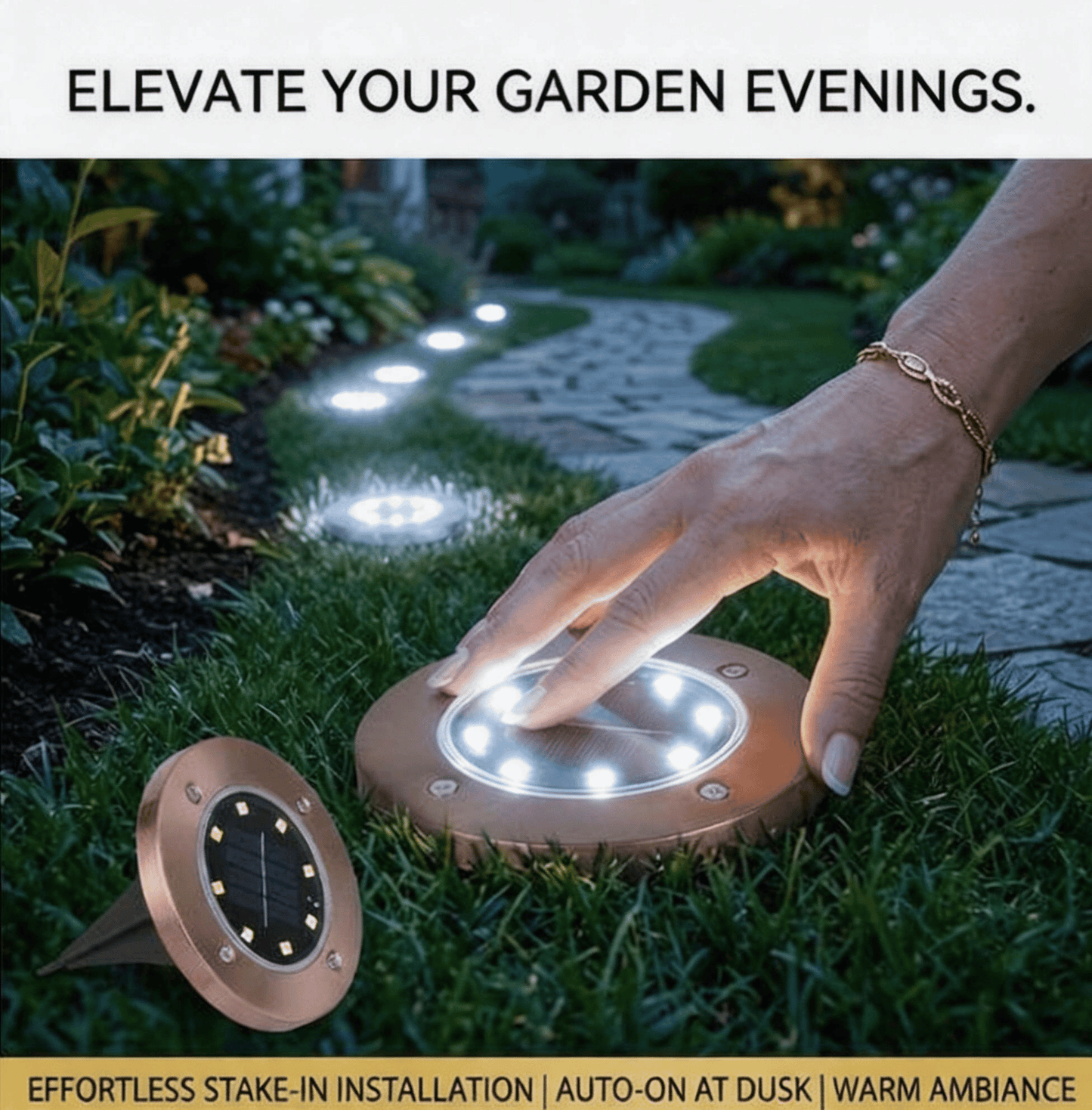 ☀️ Solar Powered 8-LED Ground Lights | Outdoor Pathway Lighting