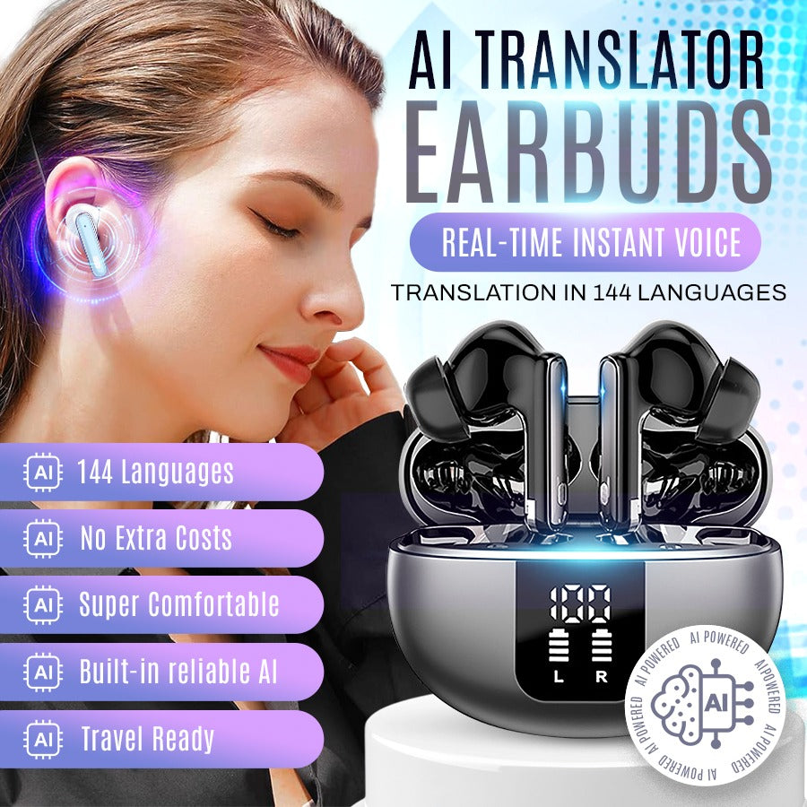 Speak the World: 144+ Language AI Translator Earbuds | Real-Time Voice Translation & 48dB ANC 🌍🎧