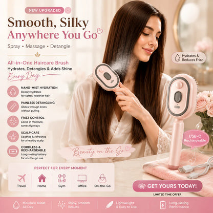 🔥Electric Spray Air Cushion Massage Hair Comb – Anti-Tangle & Essential Oil Mist Brush